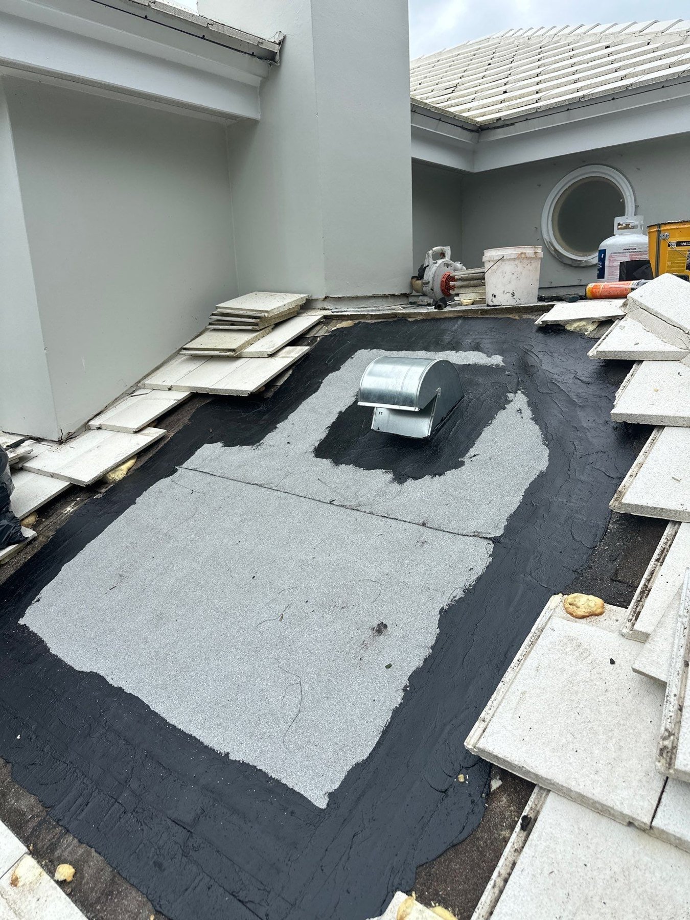 Waterproofing installed during a Cypress Island tile roof repair
