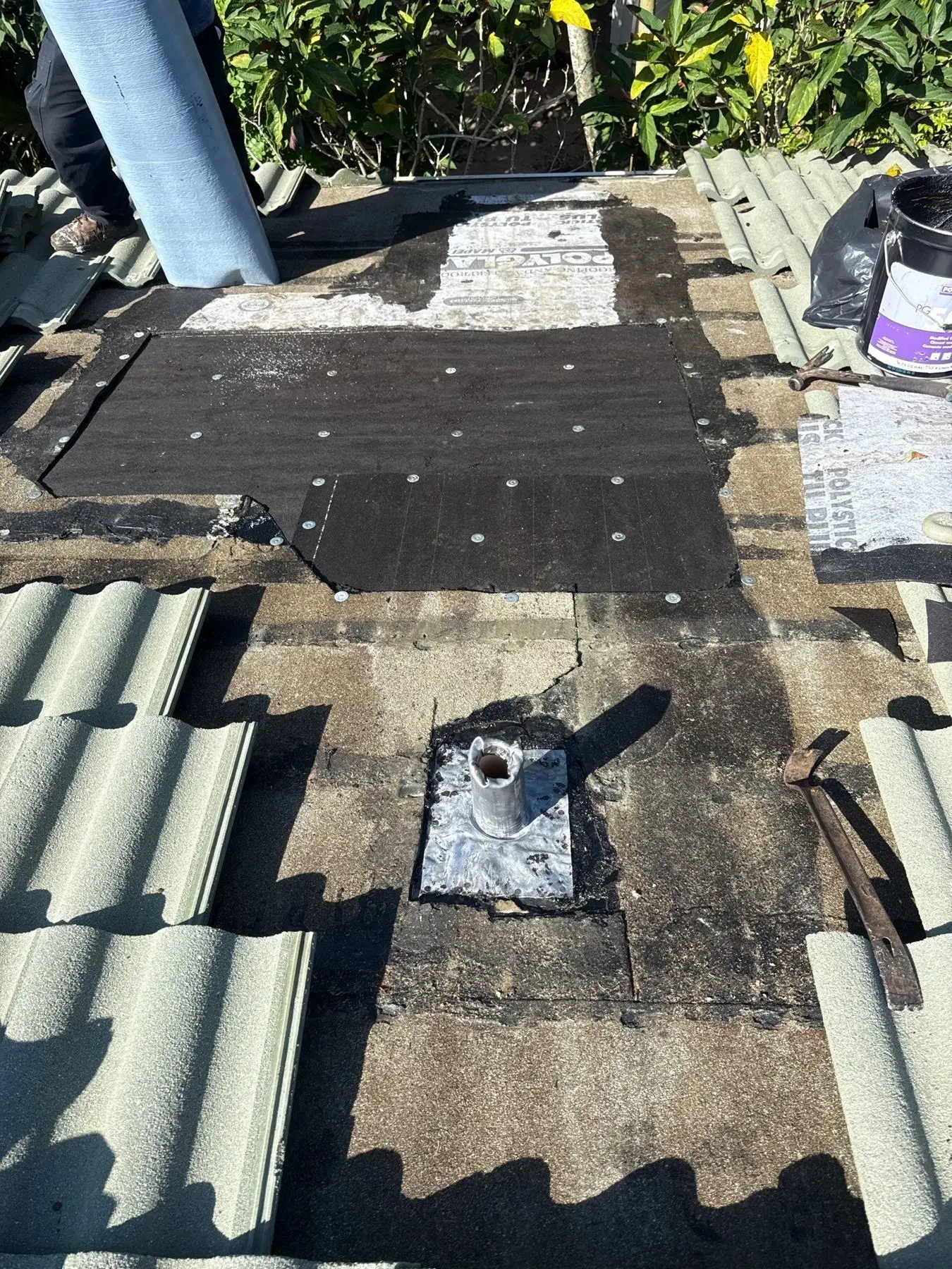 Underlayment installed over repaired decking in The Isles at Wellington