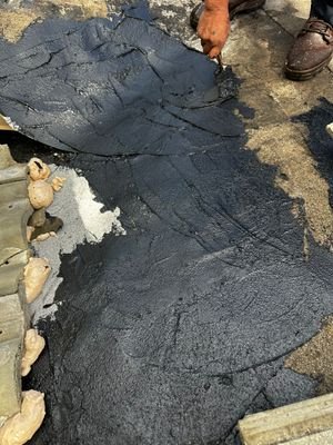 Tile roof repair area opened for waterproofing work in Montecito