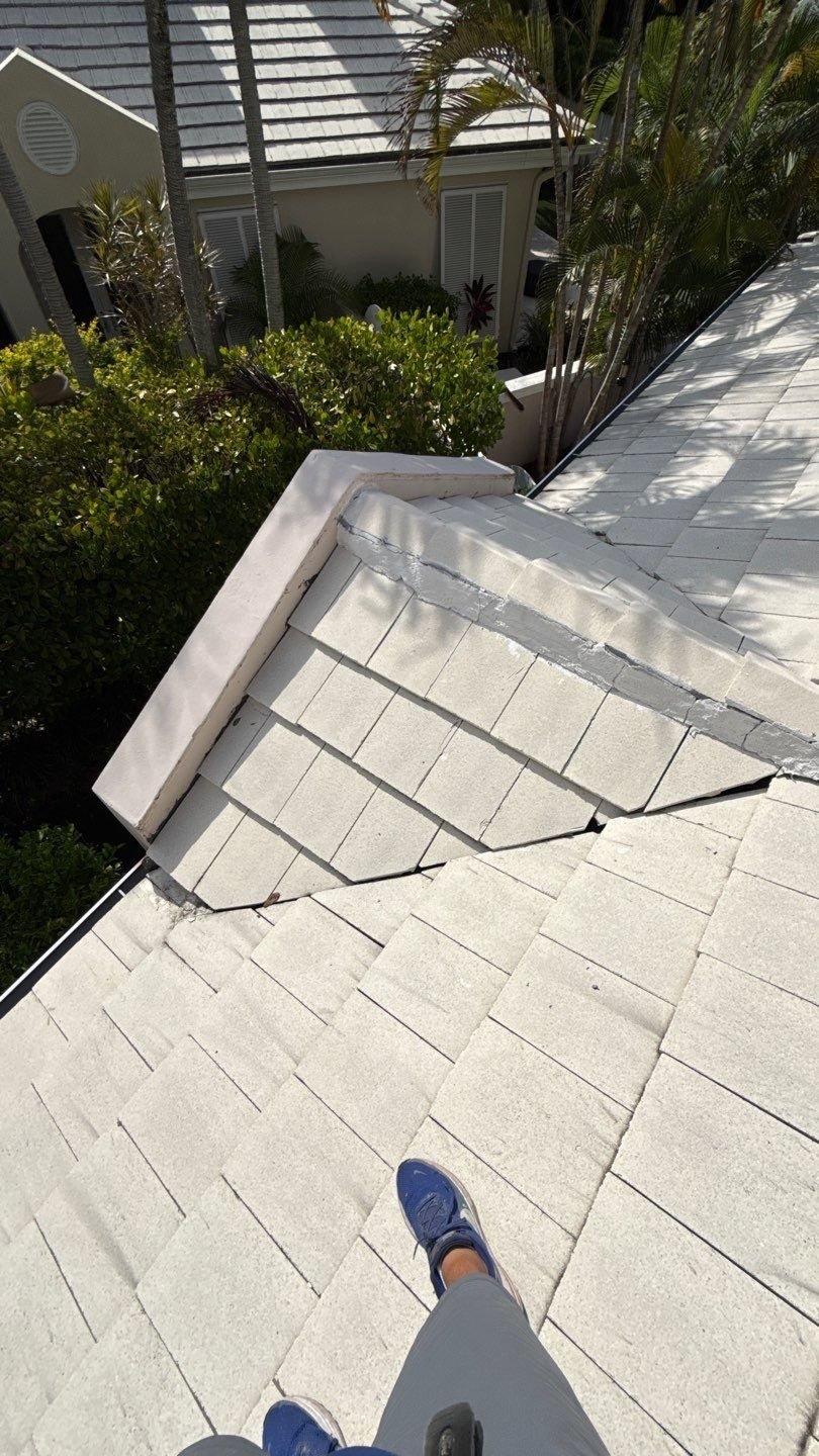 Intact-looking tile roof return before hidden leak investigation in Palm Beach Gardens