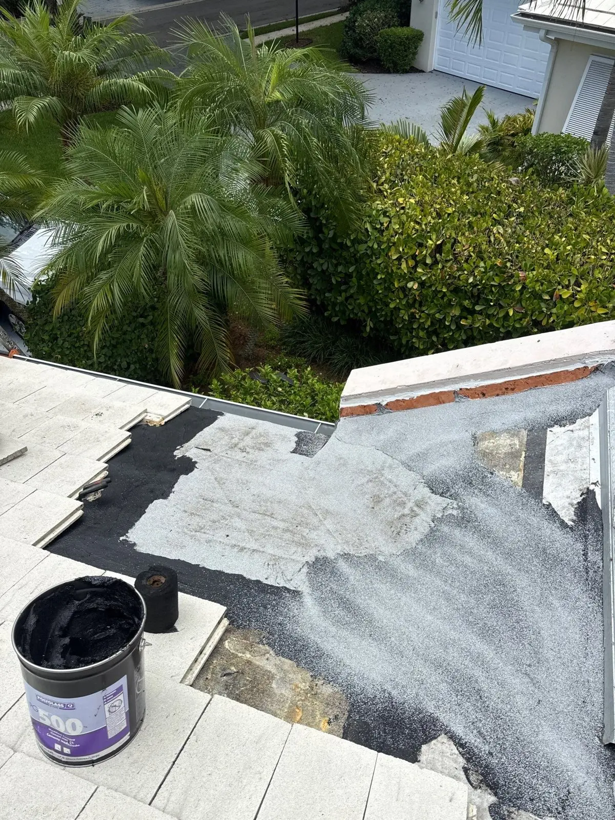 Tile roof return waterproofed before the original tiles were reset