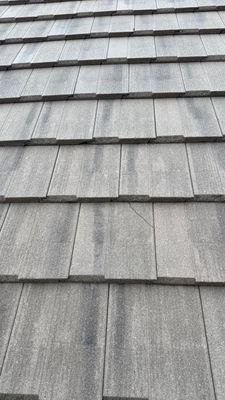 Concrete roof tile field after broken tile replacement in Boynton Beach