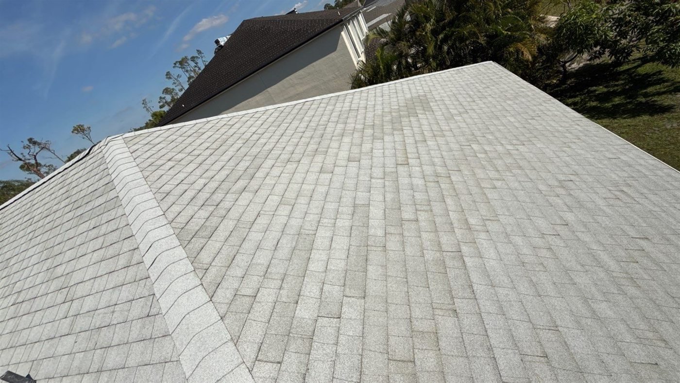 Completed architectural shingle roof replacement in Wellington Florida
